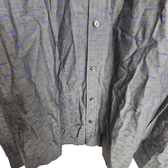 VTG Kennington Shirt Men L Gray Mustache Print Novelty Button Estate Lightweight - Picture 3 of 8